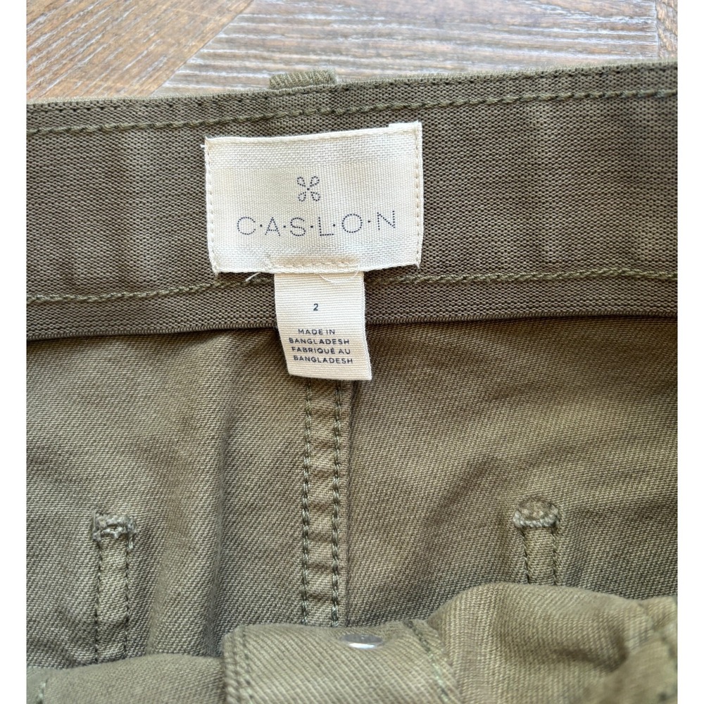 Caslon Women's Stretch Waist Olive Green Cargo Button Up Pencil Skirt Size 2 NWT - Picture 2 of 8